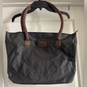 Bella Russo Gray Tote Bag with Brown Handles